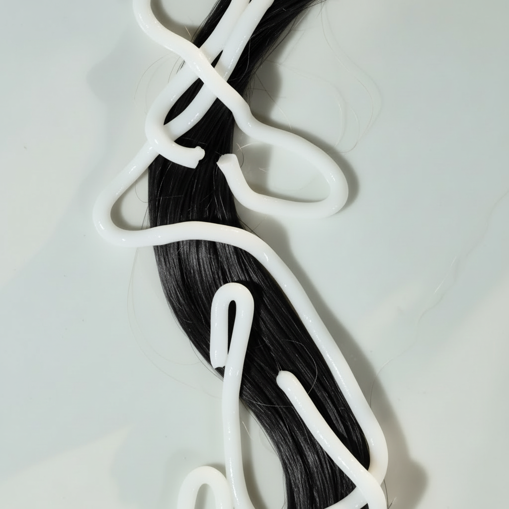Glossy black hair with cream