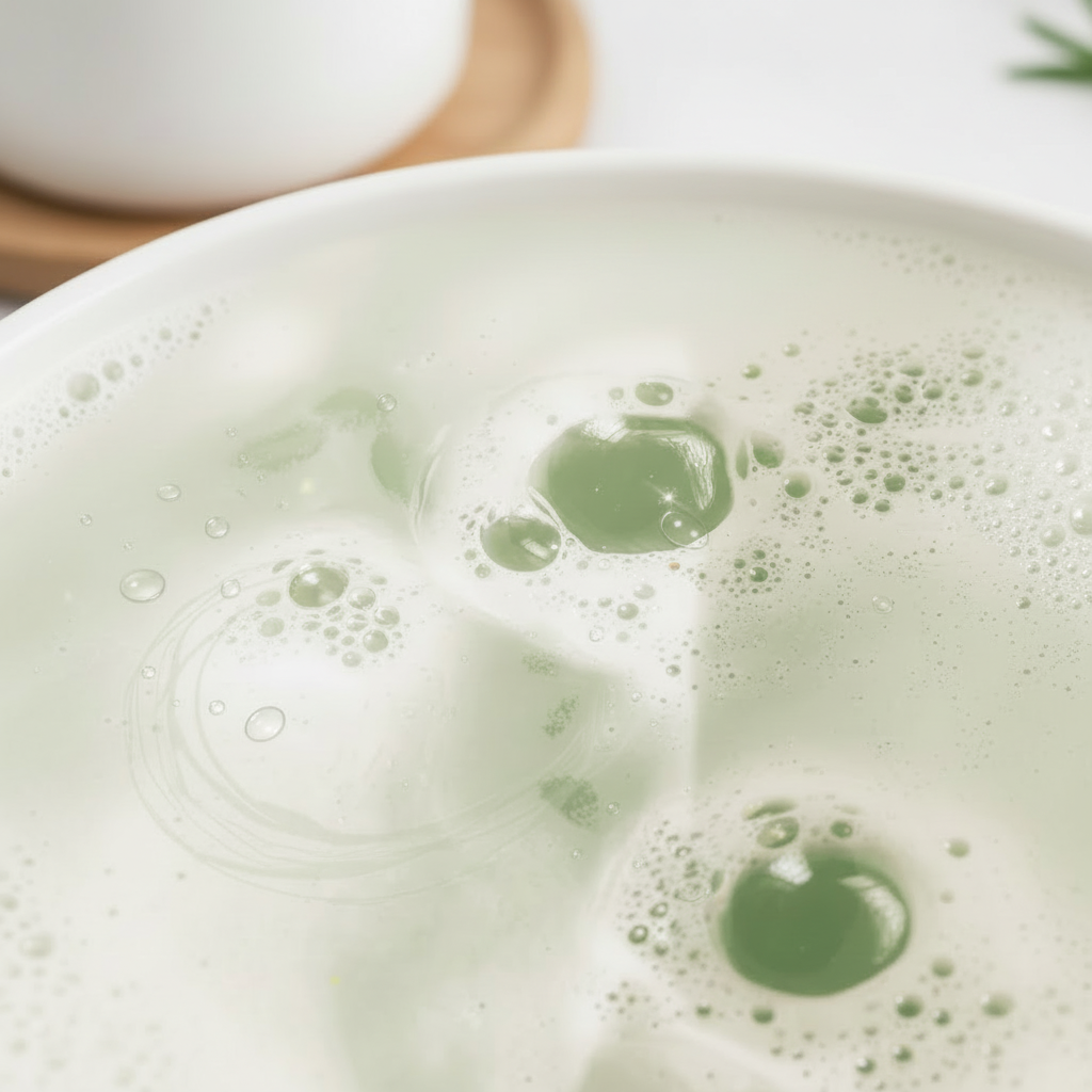 Oil spheres in white water - clean version