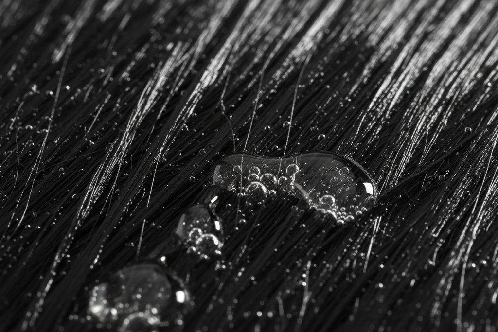 Wet black hair with bubbles