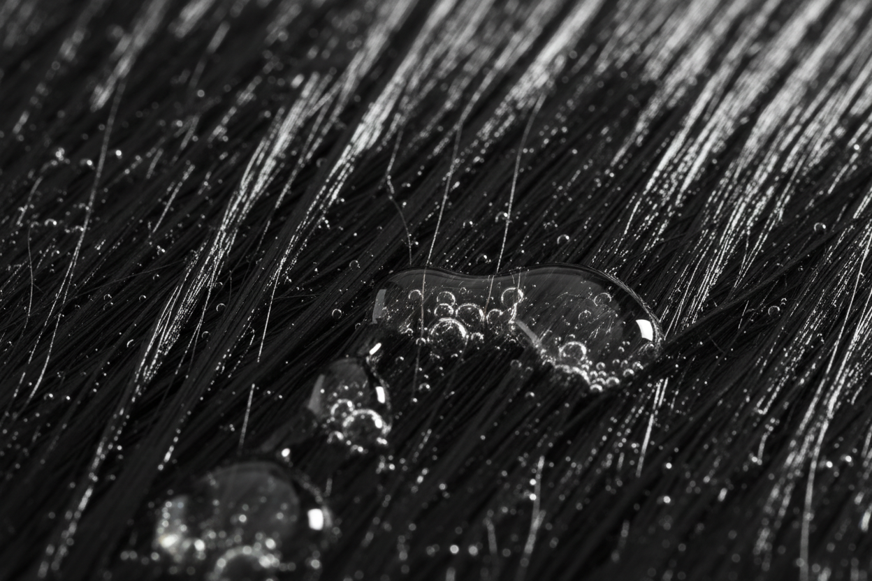 Wet black hair with bubbles